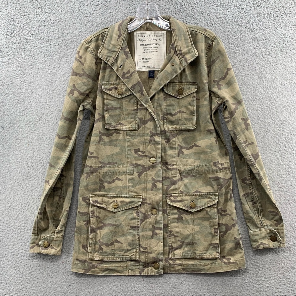 Tommy Hilfiger Custom Tailored Womens S Green Military Camo Field Jacket Utility